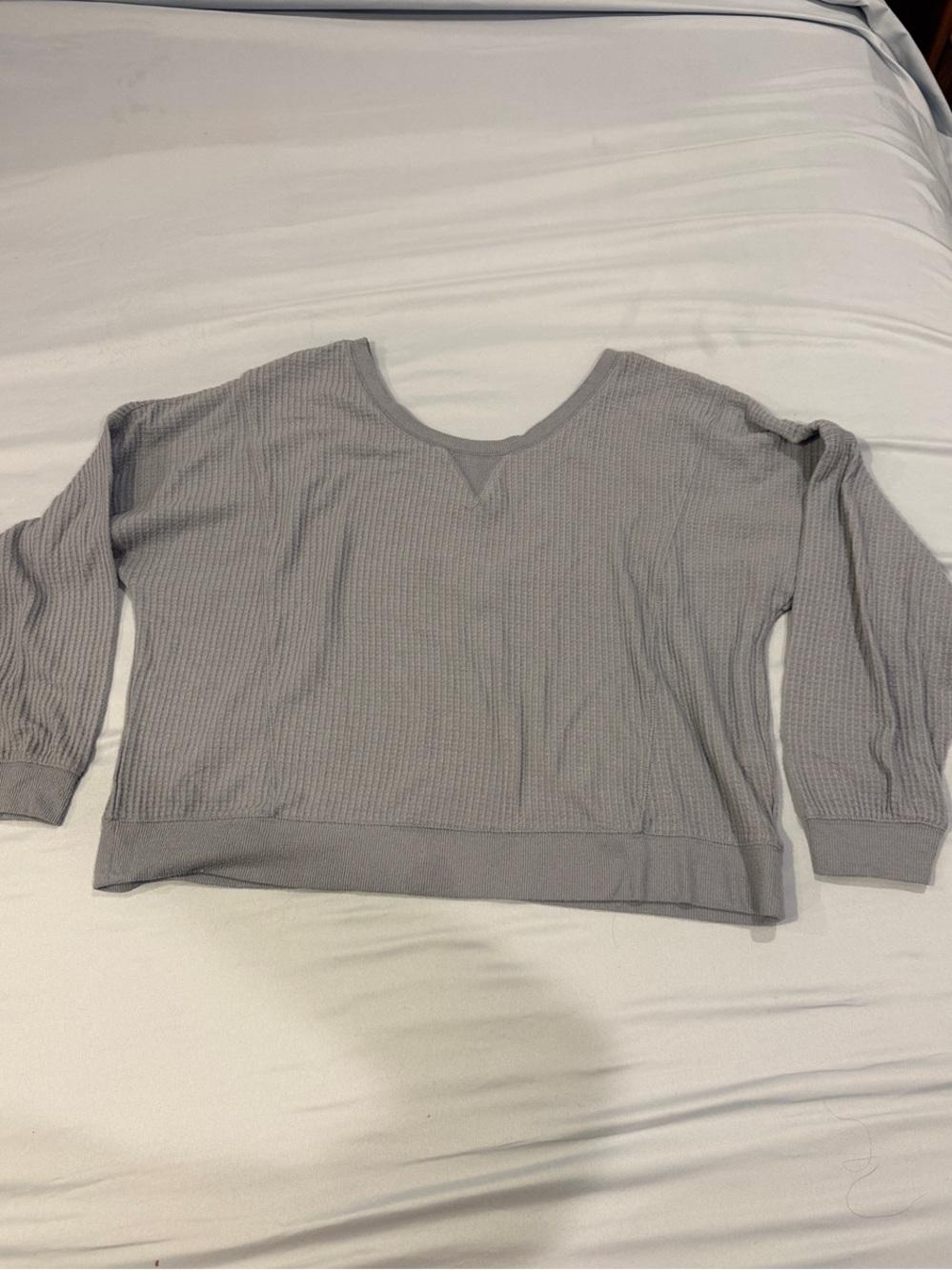 Aeropostale Gray Scoop Neck Waffle Knit Sweater
